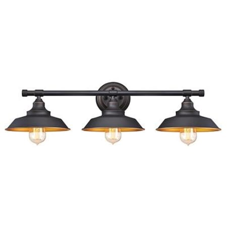 Brilliantbulb Three-Light Indoor Wall Fixture Oil Rubbed Bronze with Highlights & Metallic Bronze Interior BR948295